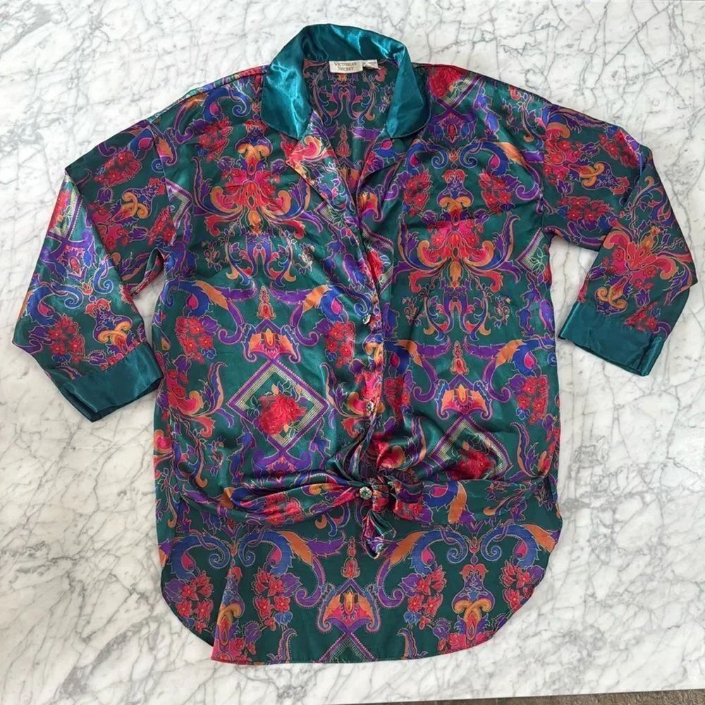 Victoria’s Secret Vintage Gold Label Floral Oversized Top Robe Sz M/L
